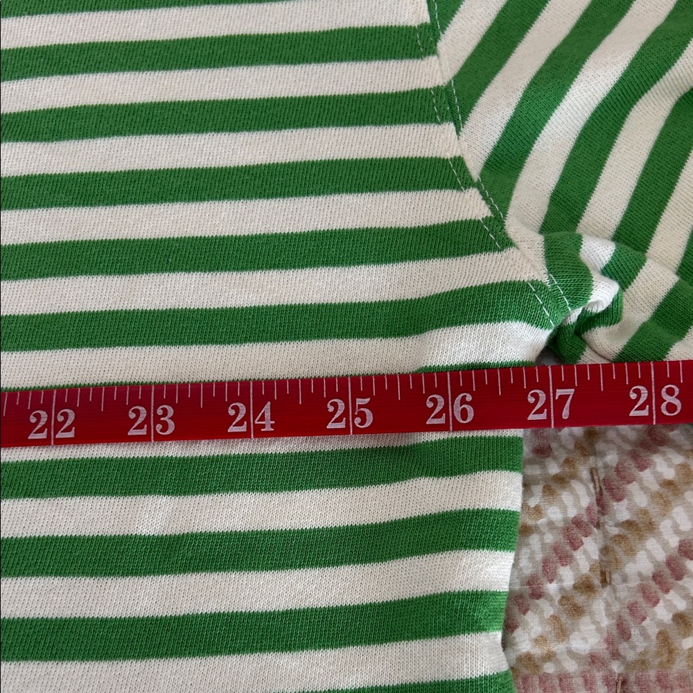 We The Free (Free People) Green and White Stripe Sweatshirt with Pink Trim - Picture 4 of 6